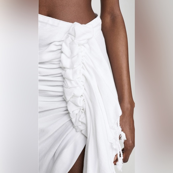 White Asymmetrical Sarong Skirt with Side Slit - Picture 6 of 6